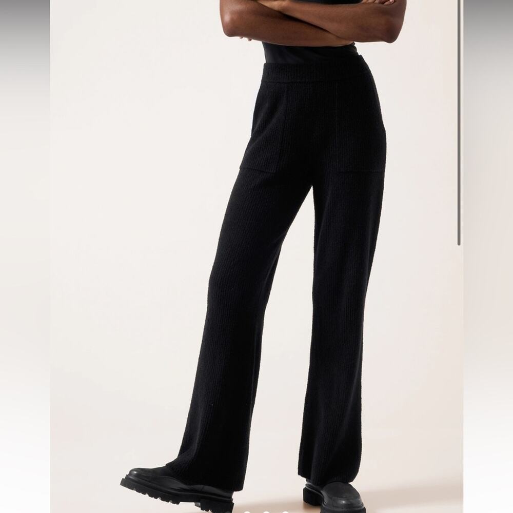 Athleta NWT Felicity Cozy Pant Knit Ribbed Black Sweater Lounge Pants Size XL